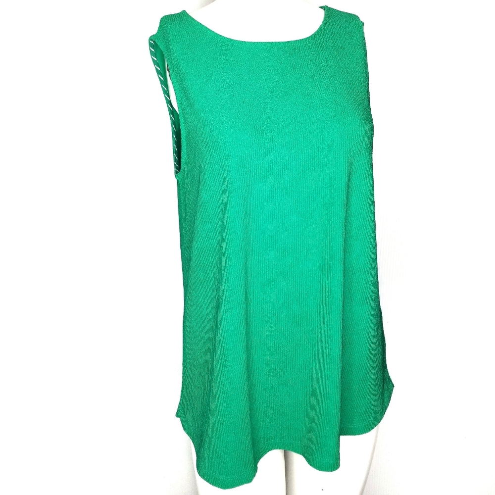 Emelia NEW Green Sleeveless Top Shirt Blouse size L Large nwot Tunic Zipper Back